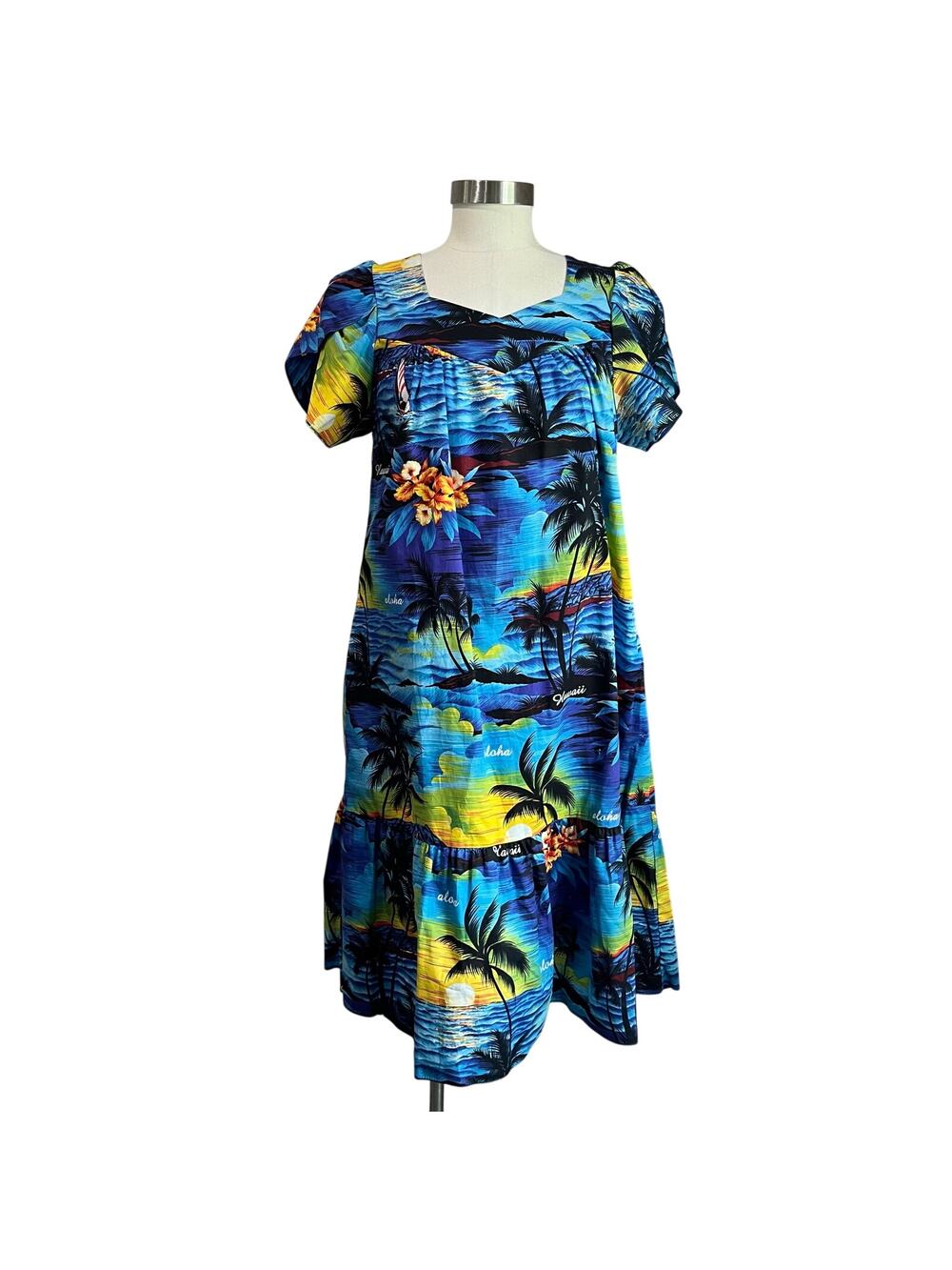 Royal Hawaiian Creations VTG Sunset Island Midi Dress S‎ Tropical Aloha